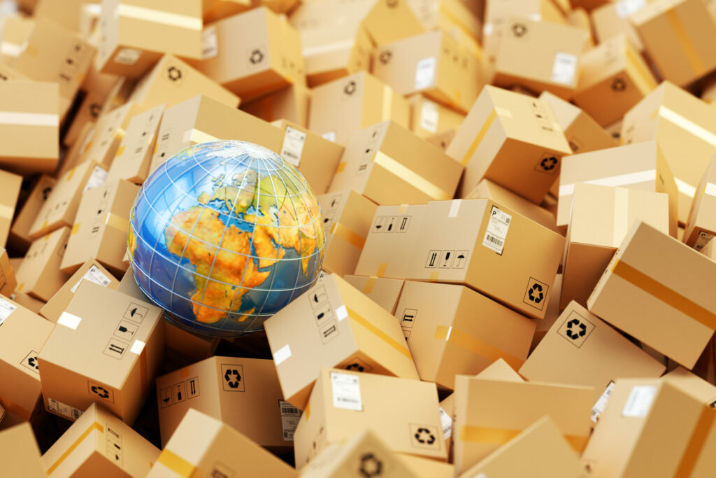 boxes and globe
